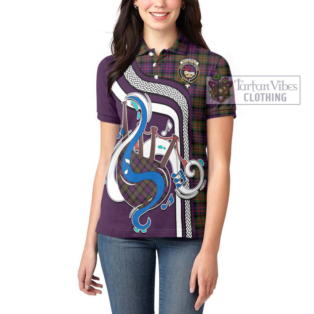 MacDonald Modern Tartan Women's Polo Shirt with Epic Bagpipe Style - Tartanvibesclothing Shop