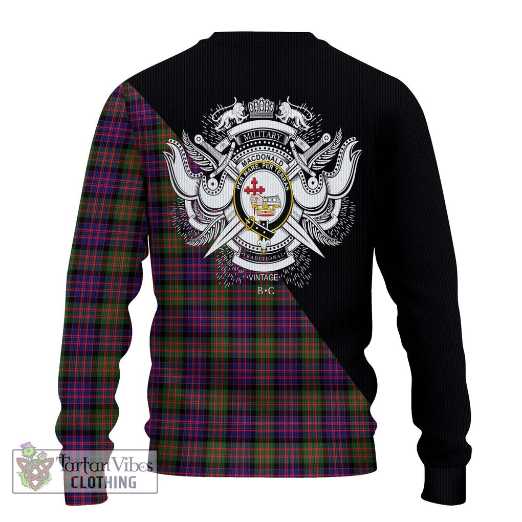 MacDonald Modern Tartan Knitted Sweater with Family Crest and Military Logo Style - Tartanvibesclothing Shop