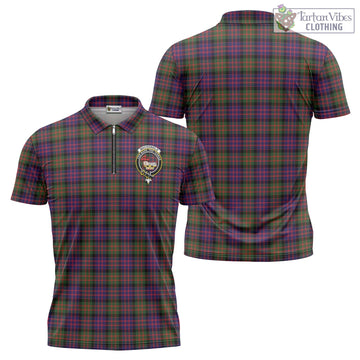 MacDonald Modern Tartan Zipper Polo Shirt with Family Crest