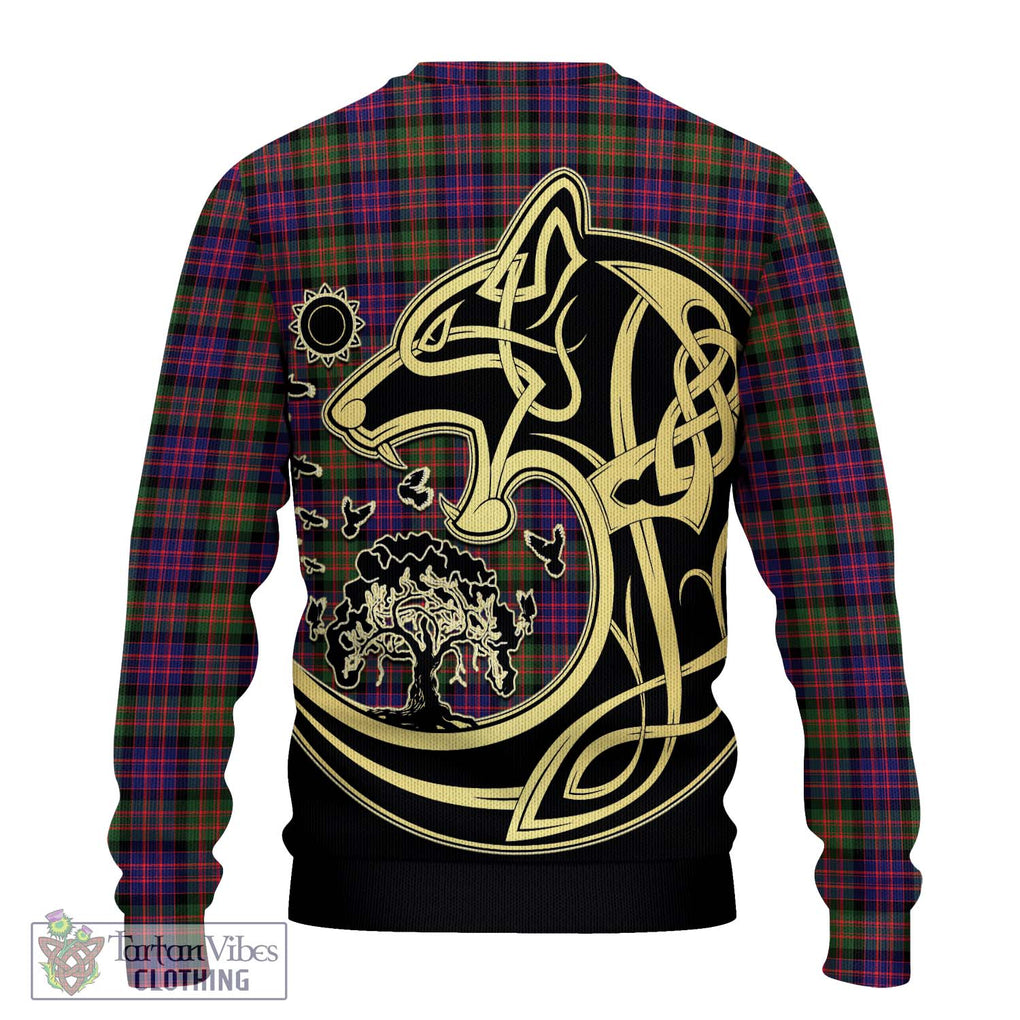 MacDonald Modern Tartan Knitted Sweater with Family Crest Celtic Wolf Style - Tartan Vibes Clothing