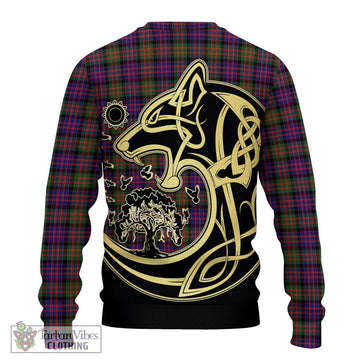 MacDonald Modern Tartan Ugly Sweater with Family Crest Celtic Wolf Style