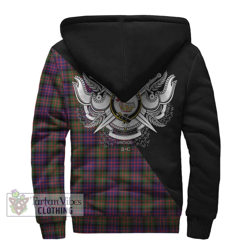 MacDonald Modern Tartan Sherpa Hoodie with Family Crest and Military Logo Style - Tartanvibesclothing Shop