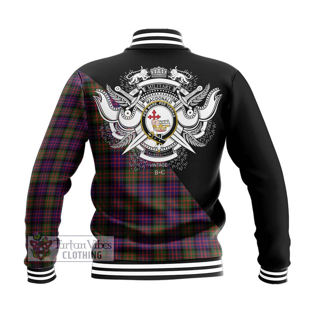 MacDonald Modern Tartan Baseball Jacket with Family Crest and Military Logo Style - Tartanvibesclothing Shop