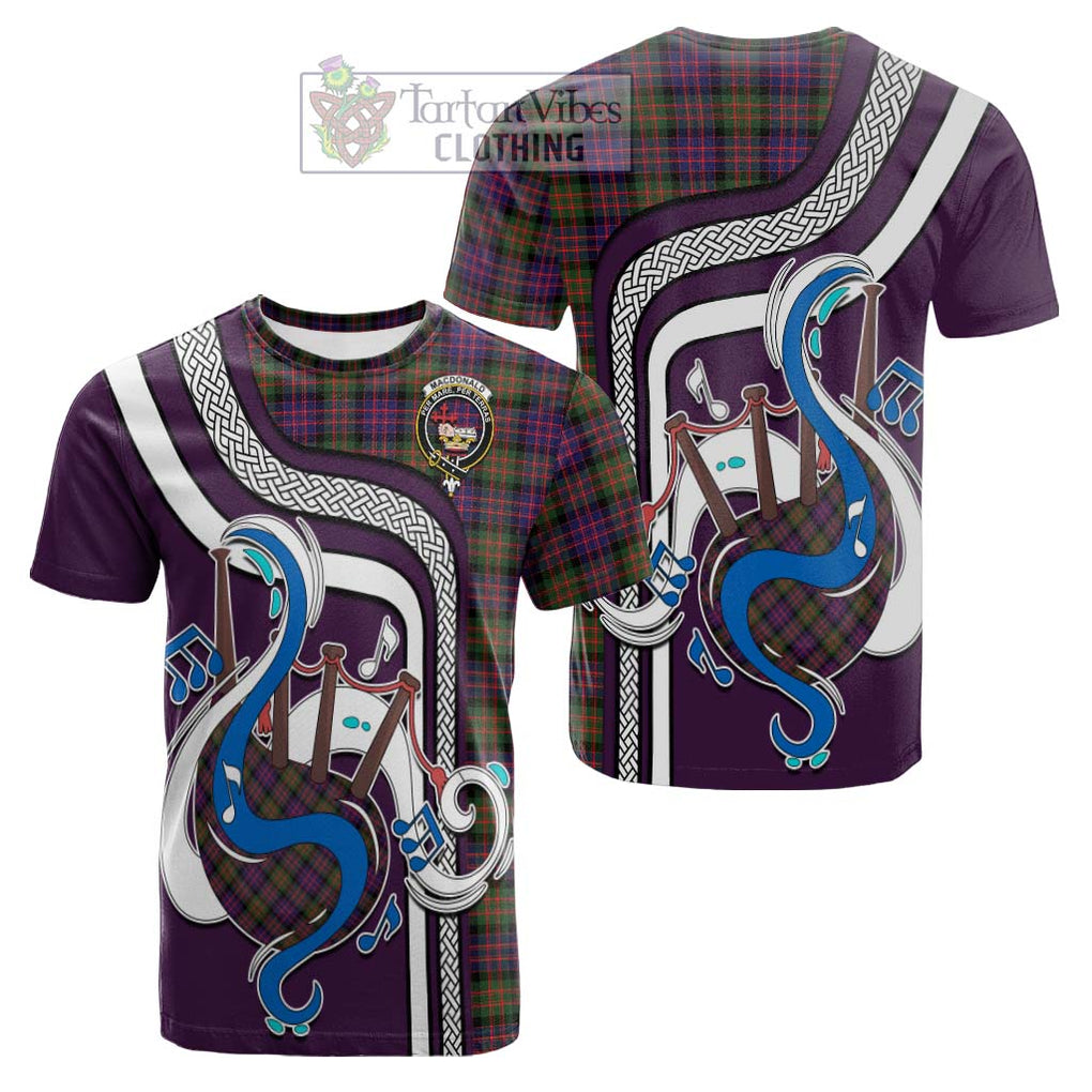 Tartan Vibes Clothing MacDonald Modern Tartan Cotton T-shirt with Epic Bagpipe Style