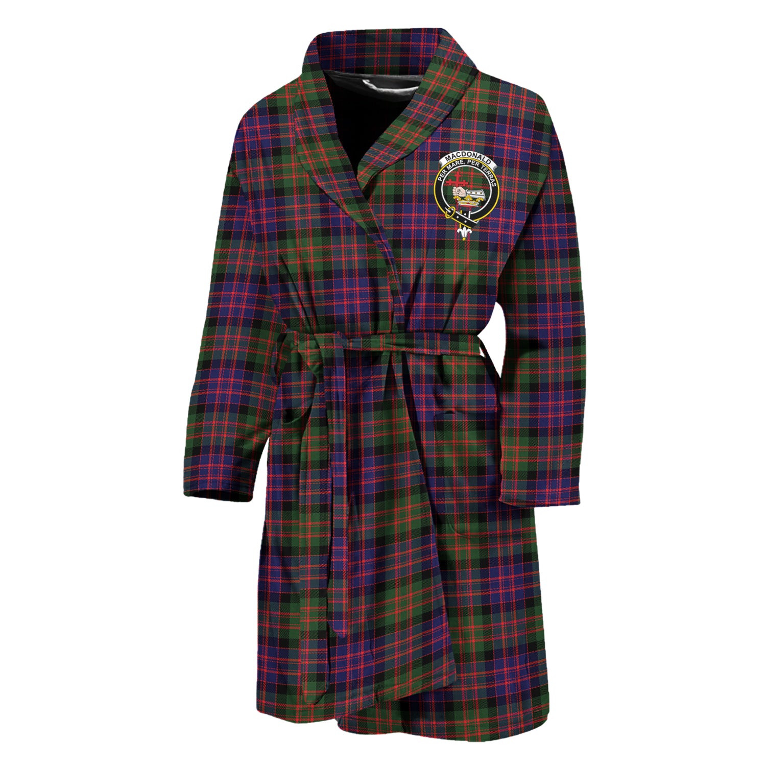 MacDonald Modern Tartan Bathrobe with Family Crest Unisex M - Tartan Vibes Clothing