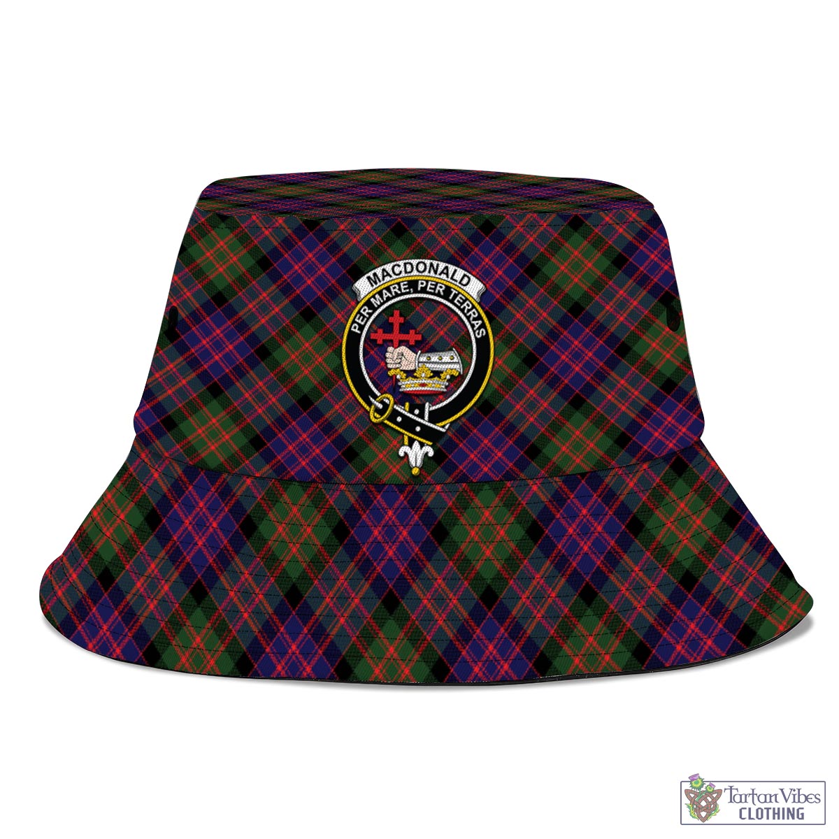 Tartan Vibes Clothing MacDonald Modern Tartan Bucket Hat with Family Crest