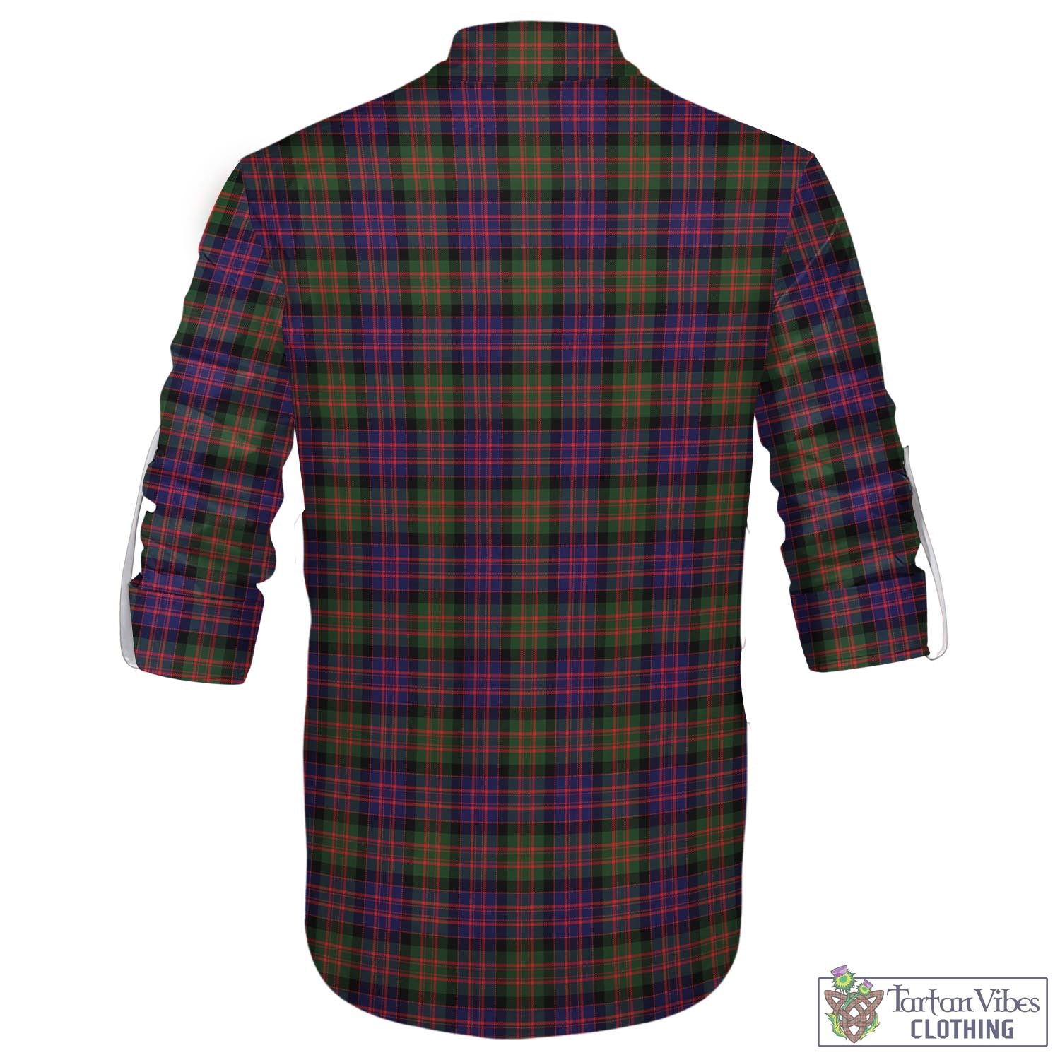 Tartan Vibes Clothing MacDonald Modern Tartan Men's Scottish Traditional Jacobite Ghillie Kilt Shirt with Family Crest