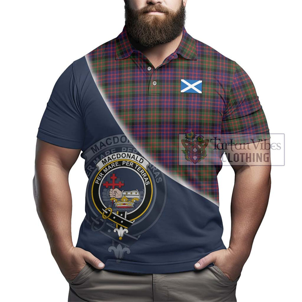 MacDonald Modern Tartan Polo Shirt with Personalised National Flag and Family Crest Half Style - Tartanvibesclothing Shop