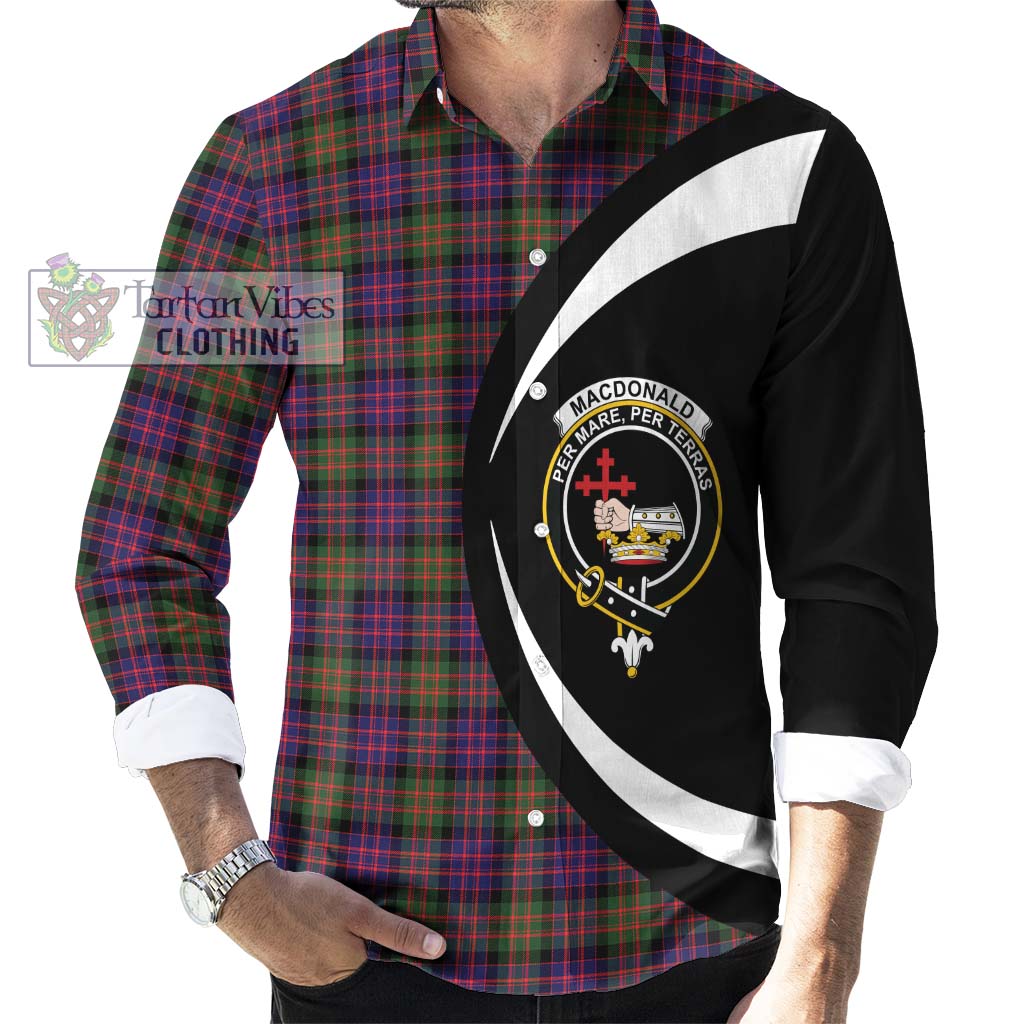 MacDonald Modern Tartan Long Sleeve Button Up with Family Crest Circle Style - Tartan Vibes Clothing