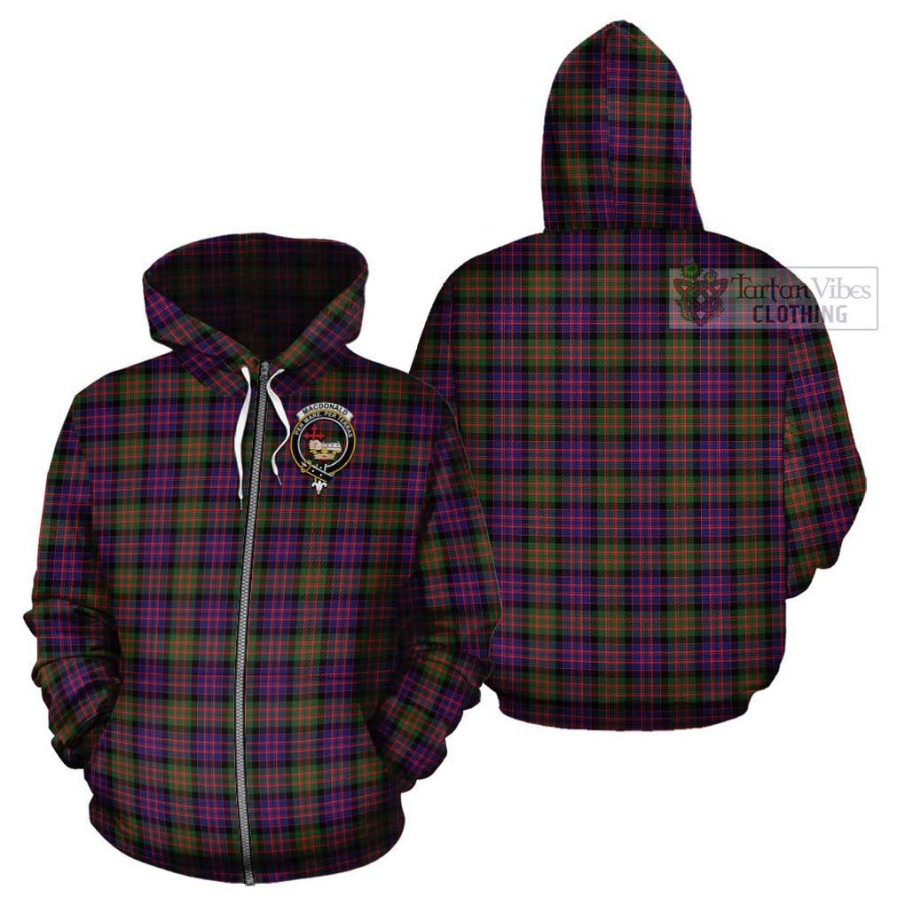 MacDonald Modern Tartan Cotton Hoodie with Family Crest Zip Hoodie - Tartan Vibes Clothing