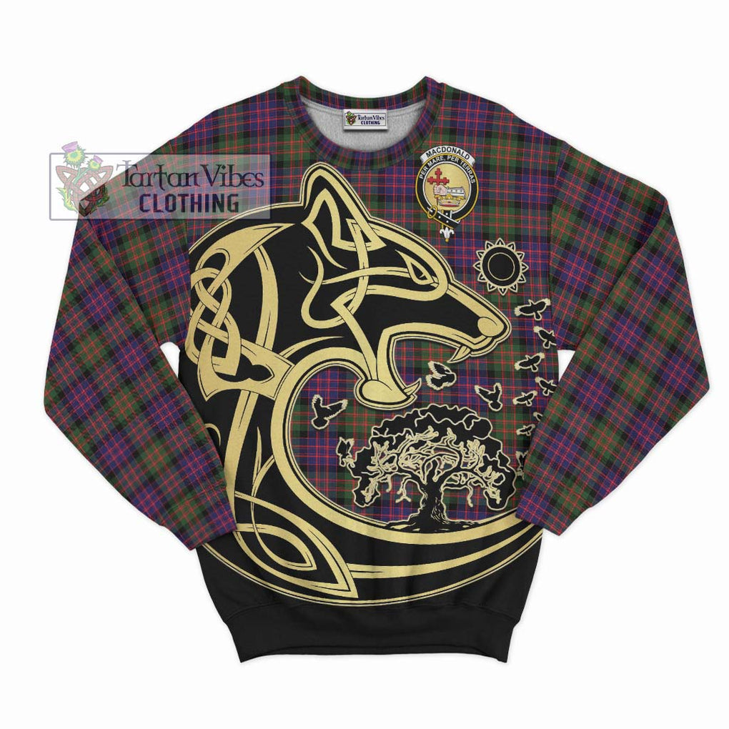 MacDonald Modern Tartan Sweatshirt with Family Crest Celtic Wolf Style - Tartan Vibes Clothing