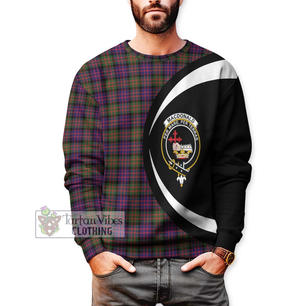 MacDonald Modern Tartan Sweatshirt with Family Crest Circle Style - Tartan Vibes Clothing