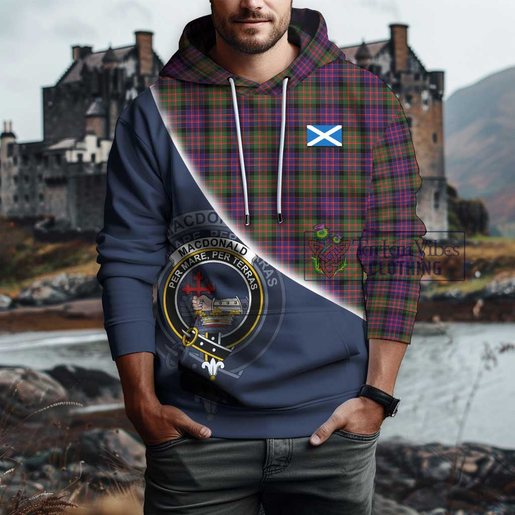 MacDonald Modern Tartan Hoodie with Personalised National Flag and Family Crest Half Style - Tartanvibesclothing Shop