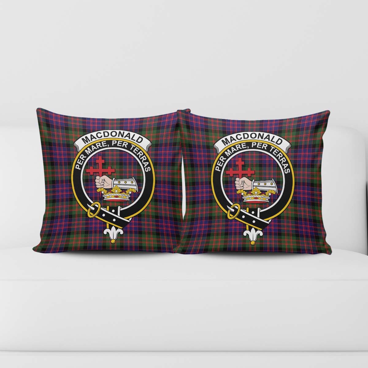 MacDonald Modern Tartan Pillow Cover with Family Crest - Tartanvibesclothing