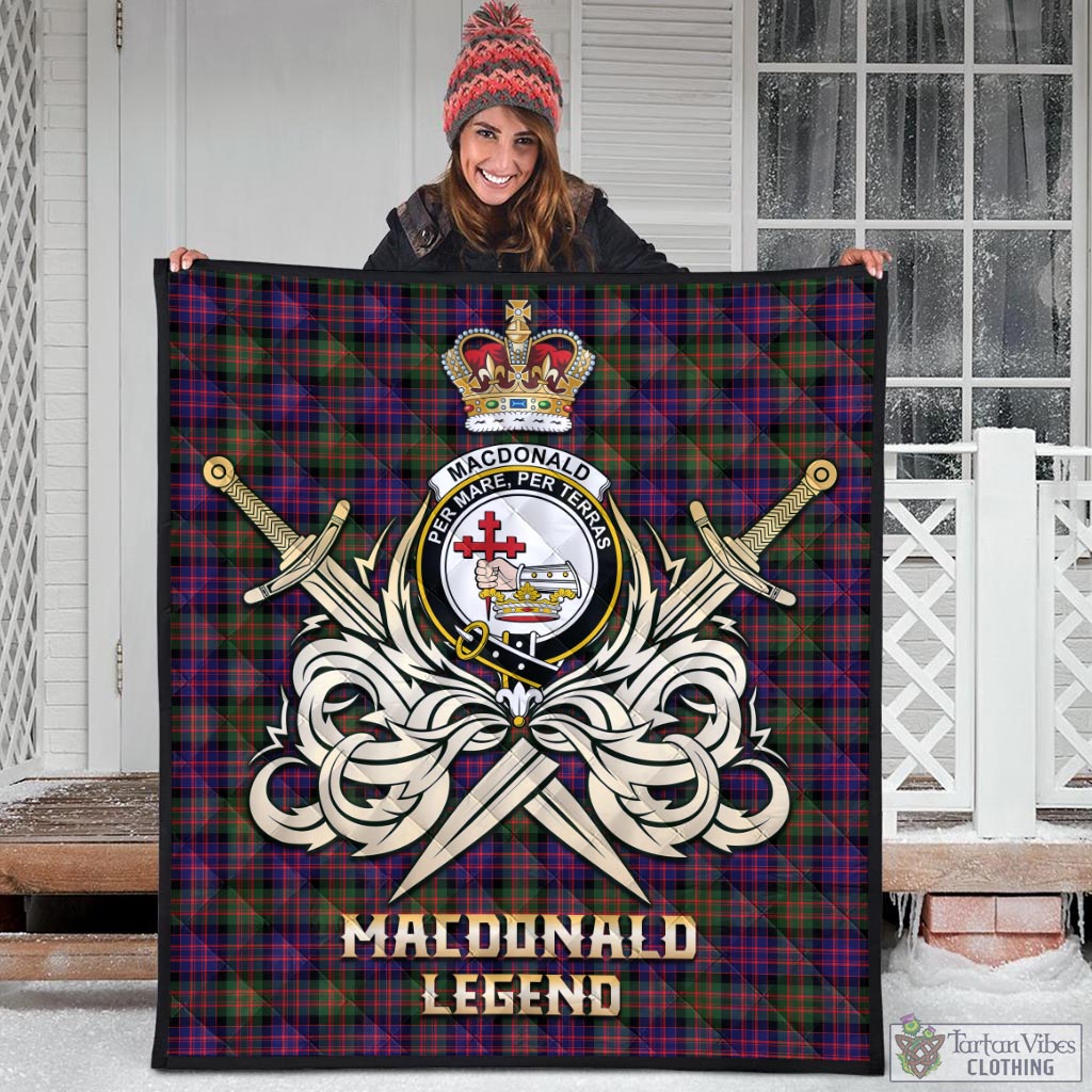 Tartan Vibes Clothing MacDonald Modern Tartan Quilt with Clan Crest and the Golden Sword of Courageous Legacy