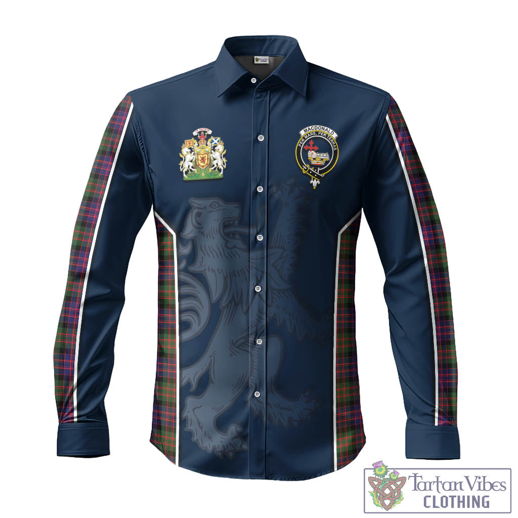 Tartan Vibes Clothing MacDonald Modern Tartan Long Sleeve Button Up Shirt with Family Crest and Lion Rampant Vibes Sport Style