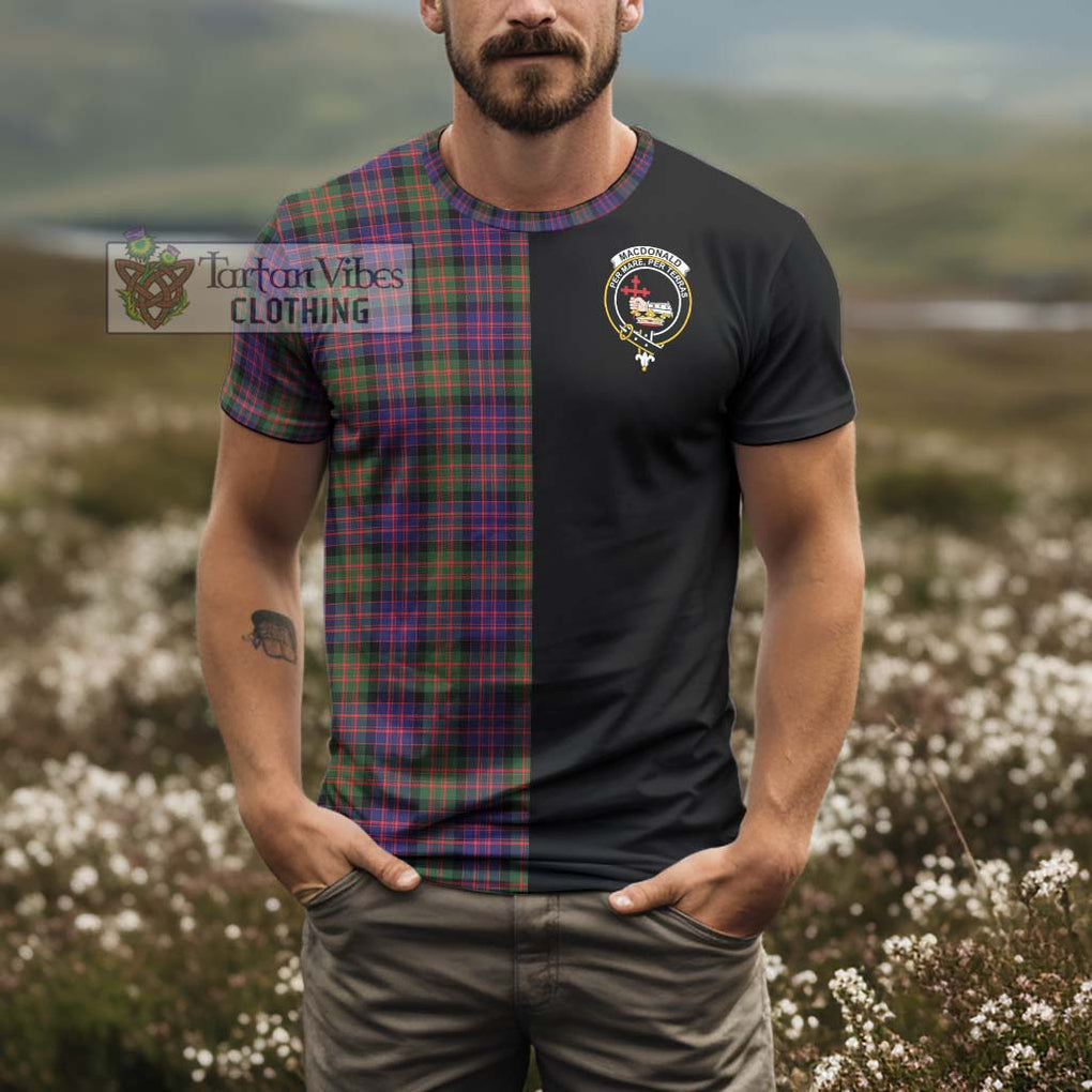 MacDonald Modern Tartan T-Shirt with Family Crest and Half Of Me Style - Tartanvibesclothing Shop