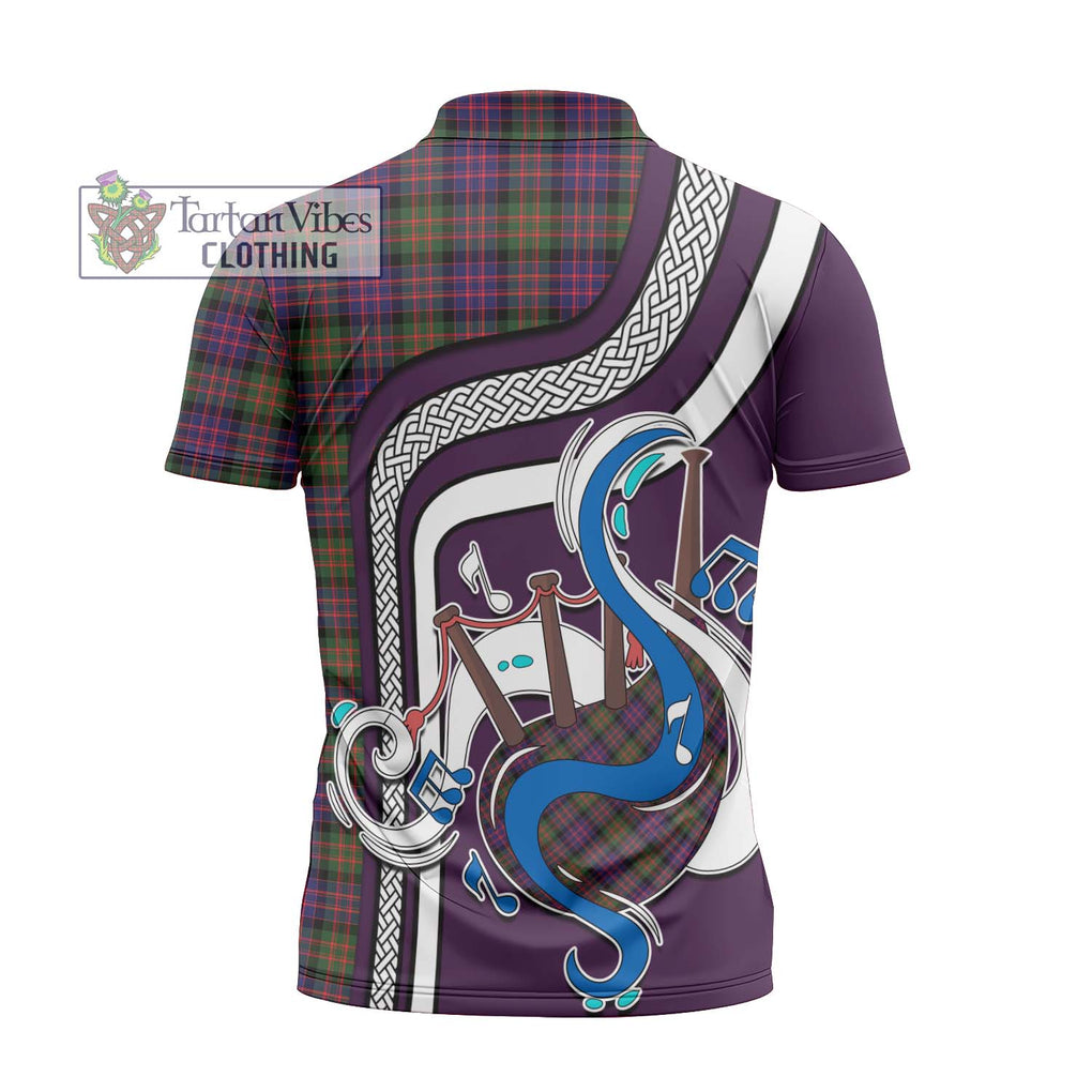 MacDonald Modern Tartan Zipper Polo Shirt with Epic Bagpipe Style - Tartanvibesclothing Shop