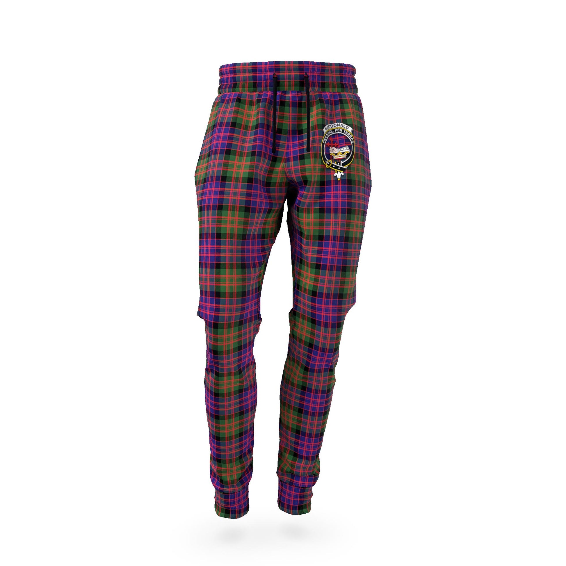 MacDonald Modern Tartan Joggers Pants with Family Crest - Tartan Vibes Clothing