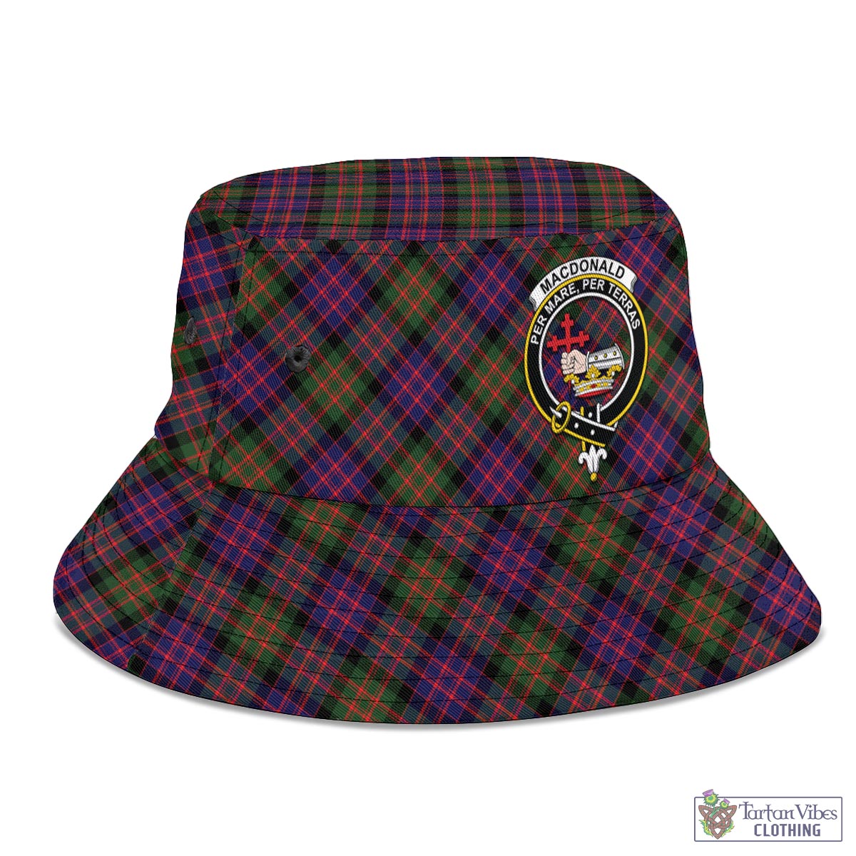 Tartan Vibes Clothing MacDonald Modern Tartan Bucket Hat with Family Crest