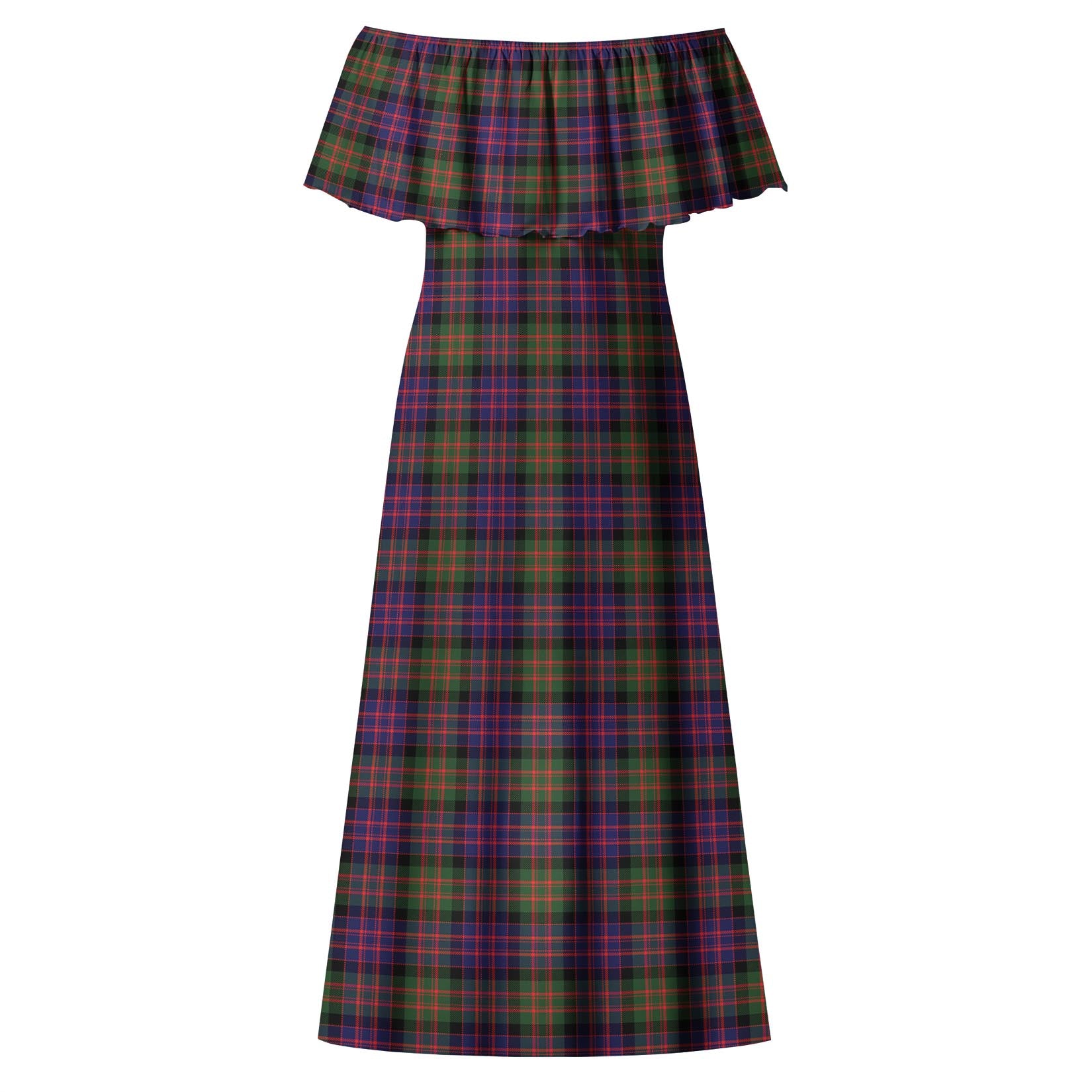 MacDonald Modern Tartan Off Shoulder Long Dress - Tartanvibesclothing