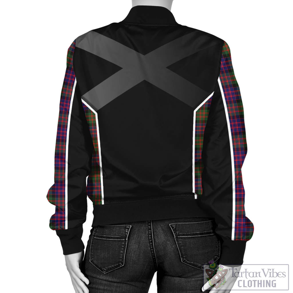 Tartan Vibes Clothing MacDonald Modern Tartan Bomber Jacket with Family Crest and Scottish Thistle Vibes Sport Style