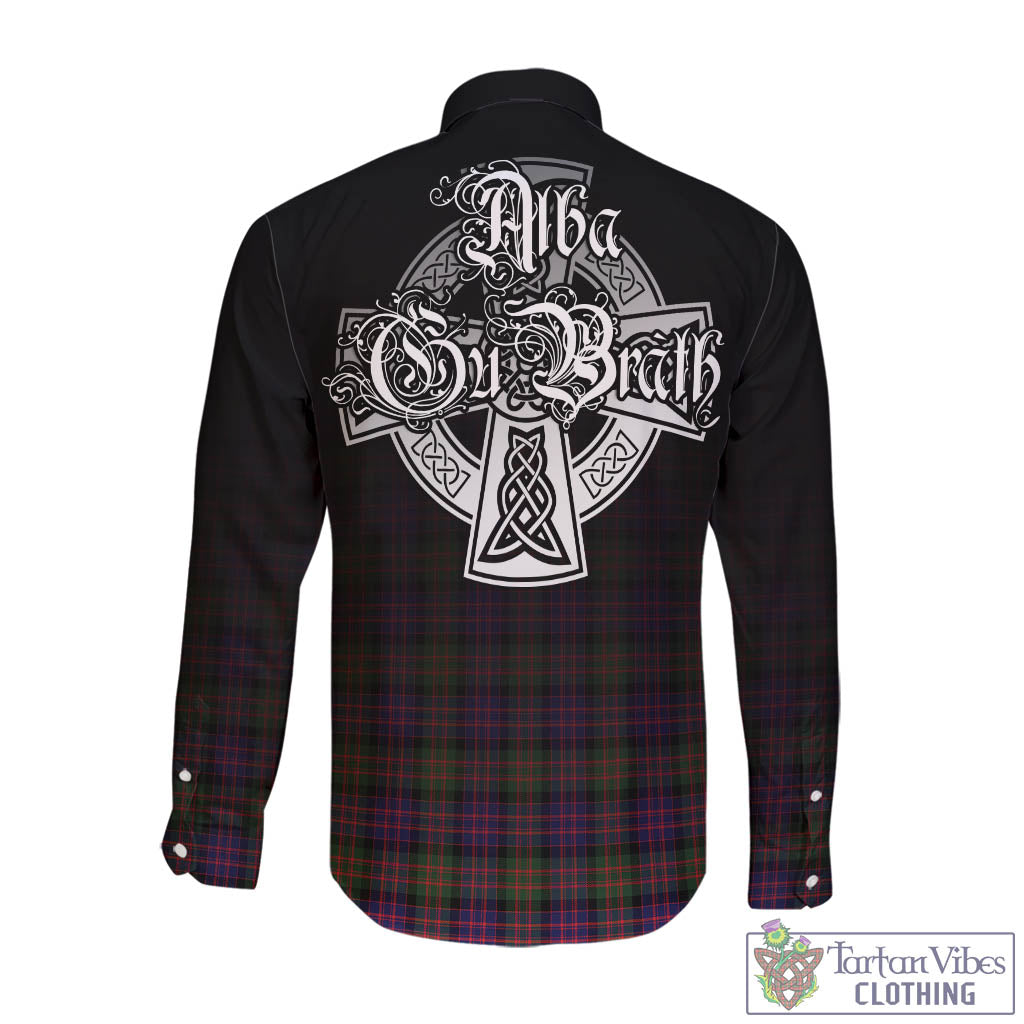 Tartan Vibes Clothing MacDonald Modern Tartan Long Sleeve Button Up Featuring Alba Gu Brath Family Crest Celtic Inspired