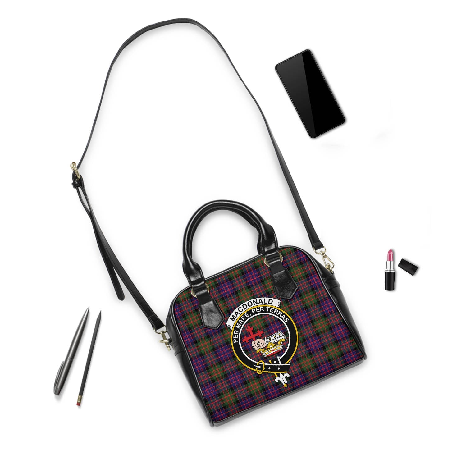 MacDonald Modern Tartan Shoulder Handbags with Family Crest - Tartanvibesclothing