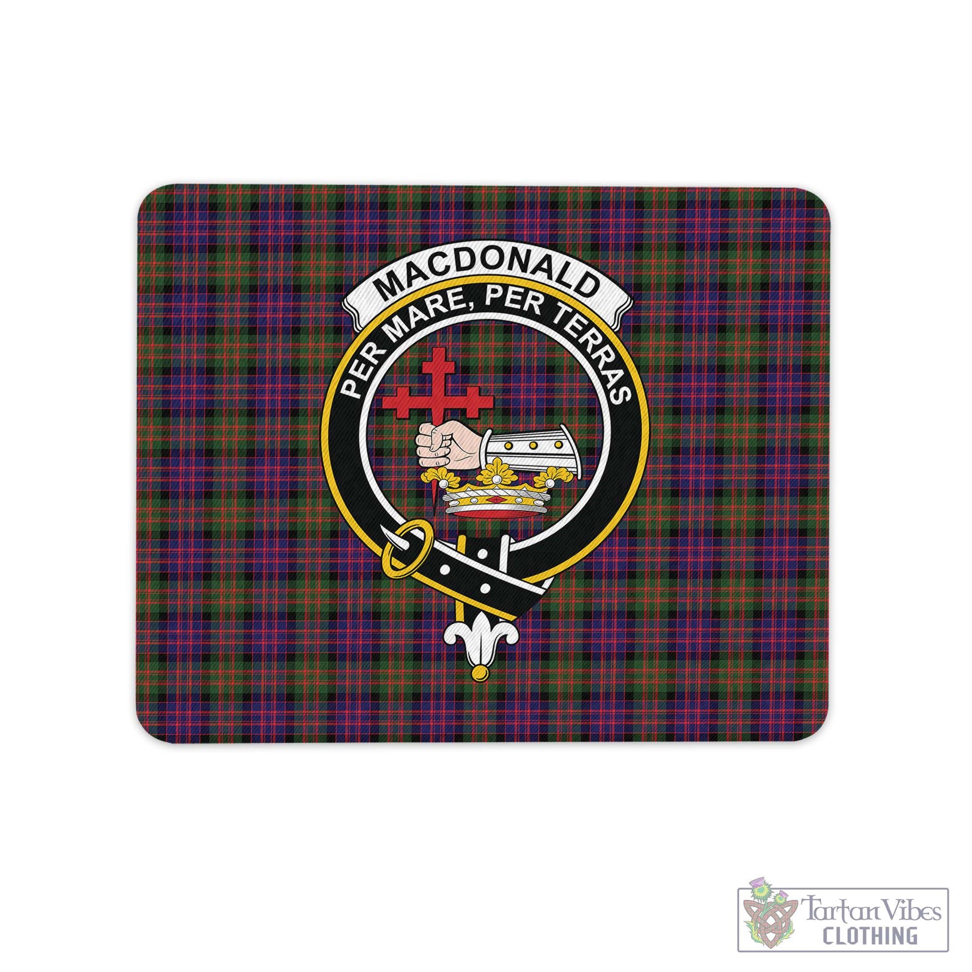 Tartan Vibes Clothing MacDonald Modern Tartan Mouse Pad with Family Crest