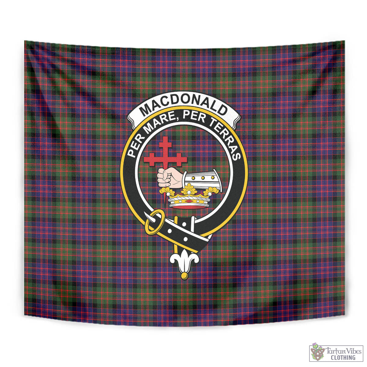 Tartan Vibes Clothing MacDonald Modern Tartan Tapestry Wall Hanging and Home Decor for Room with Family Crest