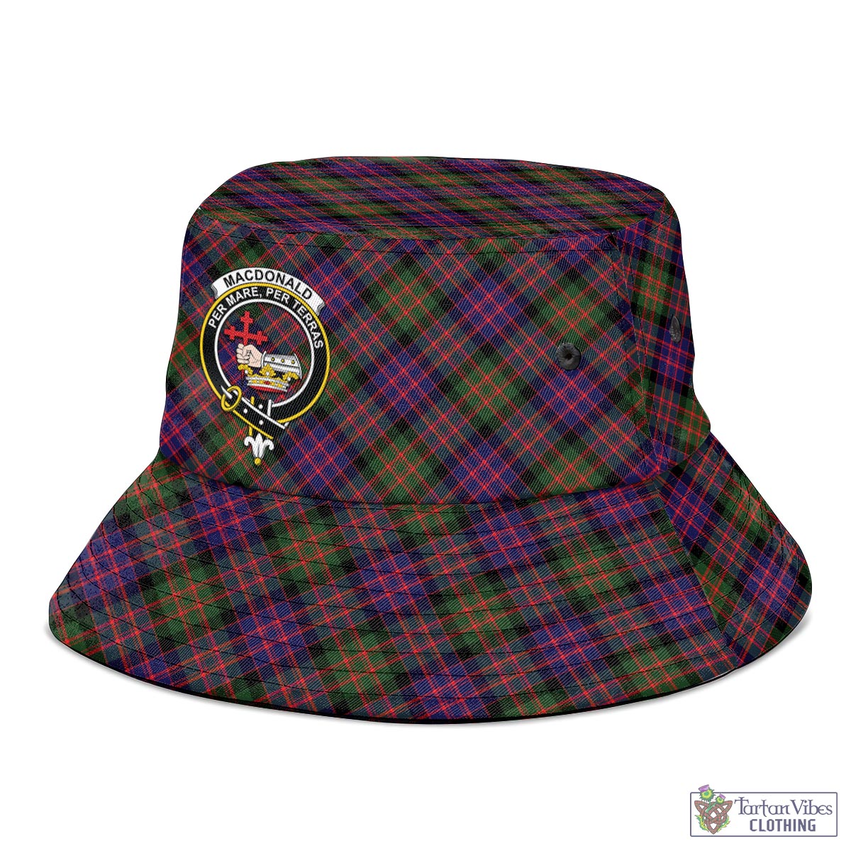 Tartan Vibes Clothing MacDonald Modern Tartan Bucket Hat with Family Crest