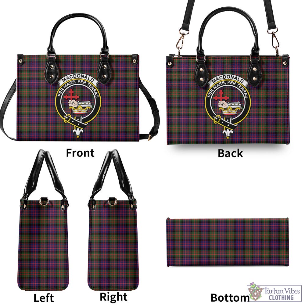 Tartan Vibes Clothing MacDonald Modern Tartan Luxury Leather Handbags with Family Crest