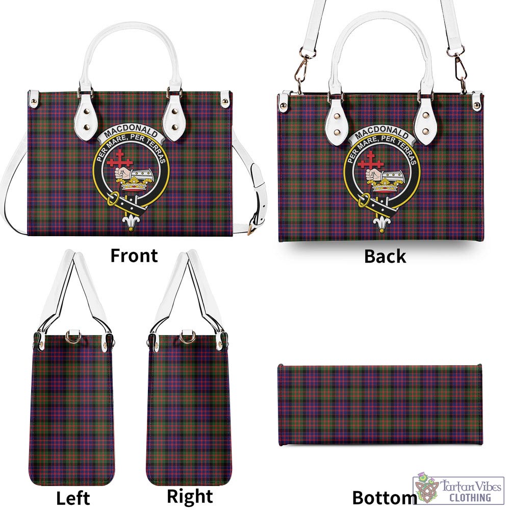 Tartan Vibes Clothing MacDonald Modern Tartan Luxury Leather Handbags with Family Crest