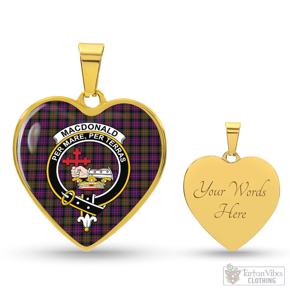 Tartan Vibes Clothing MacDonald Modern Tartan Heart Necklace with Family Crest