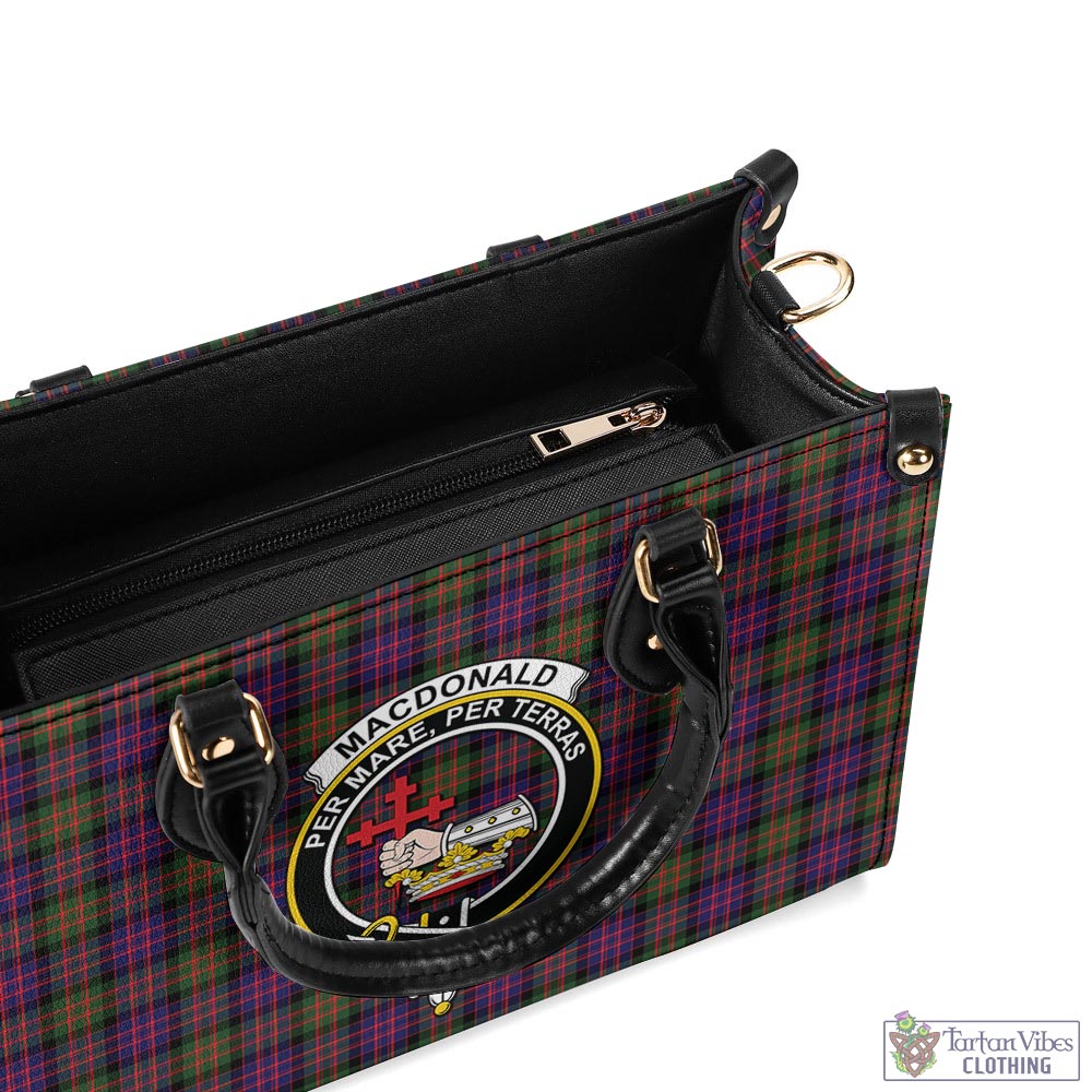 Tartan Vibes Clothing MacDonald Modern Tartan Luxury Leather Handbags with Family Crest