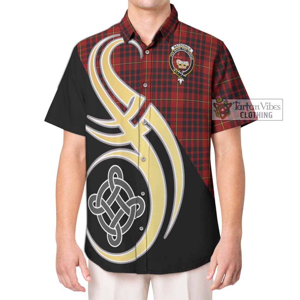 MacDonald of Ardnamurchan Tartan Short Sleeve Button Shirt with Family Crest and Celtic Symbol Style Kid - Tartan Vibes Clothing