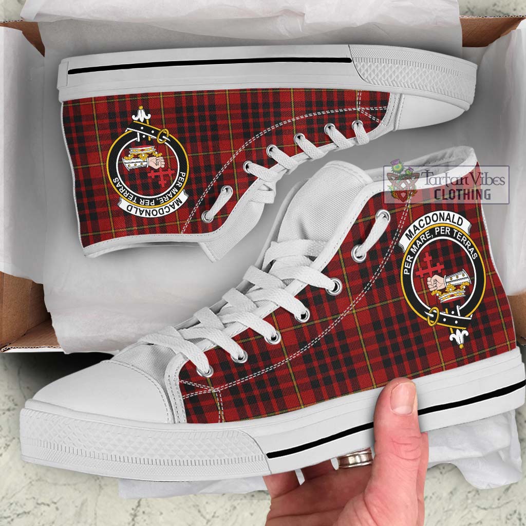 Tartan Vibes Clothing MacDonald of Ardnamurchan Tartan High Top Shoes with Family Crest