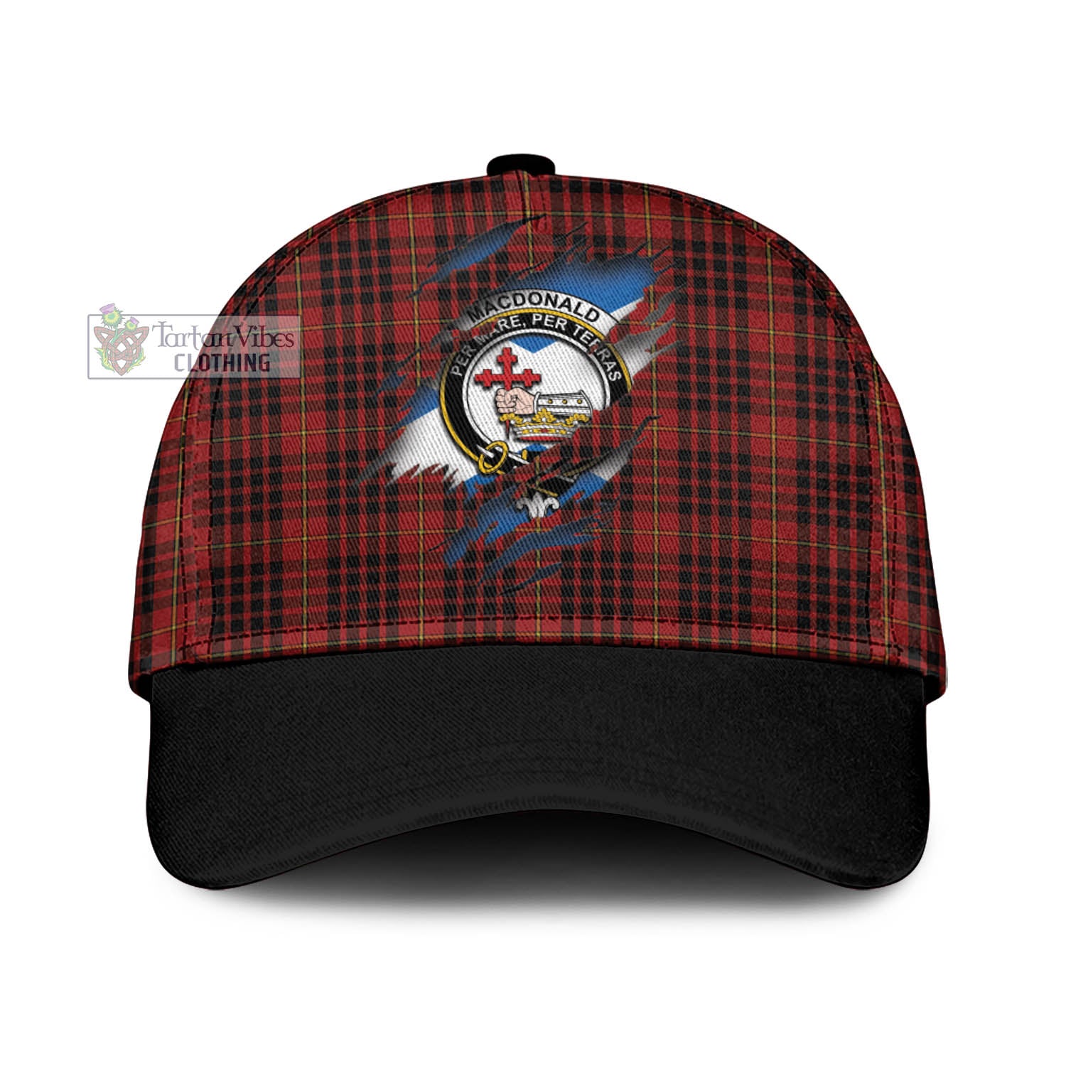 Tartan Vibes Clothing MacDonald of Ardnamurchan Tartan Classic Cap with Family Crest In Me Style