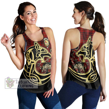 MacDonald of Ardnamurchan Tartan Women's Racerback Tanks with Family Crest Celtic Wolf Style