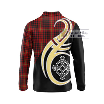 MacDonald of Ardnamurchan Tartan Long Sleeve Polo Shirt with Family Crest and Celtic Symbol Style