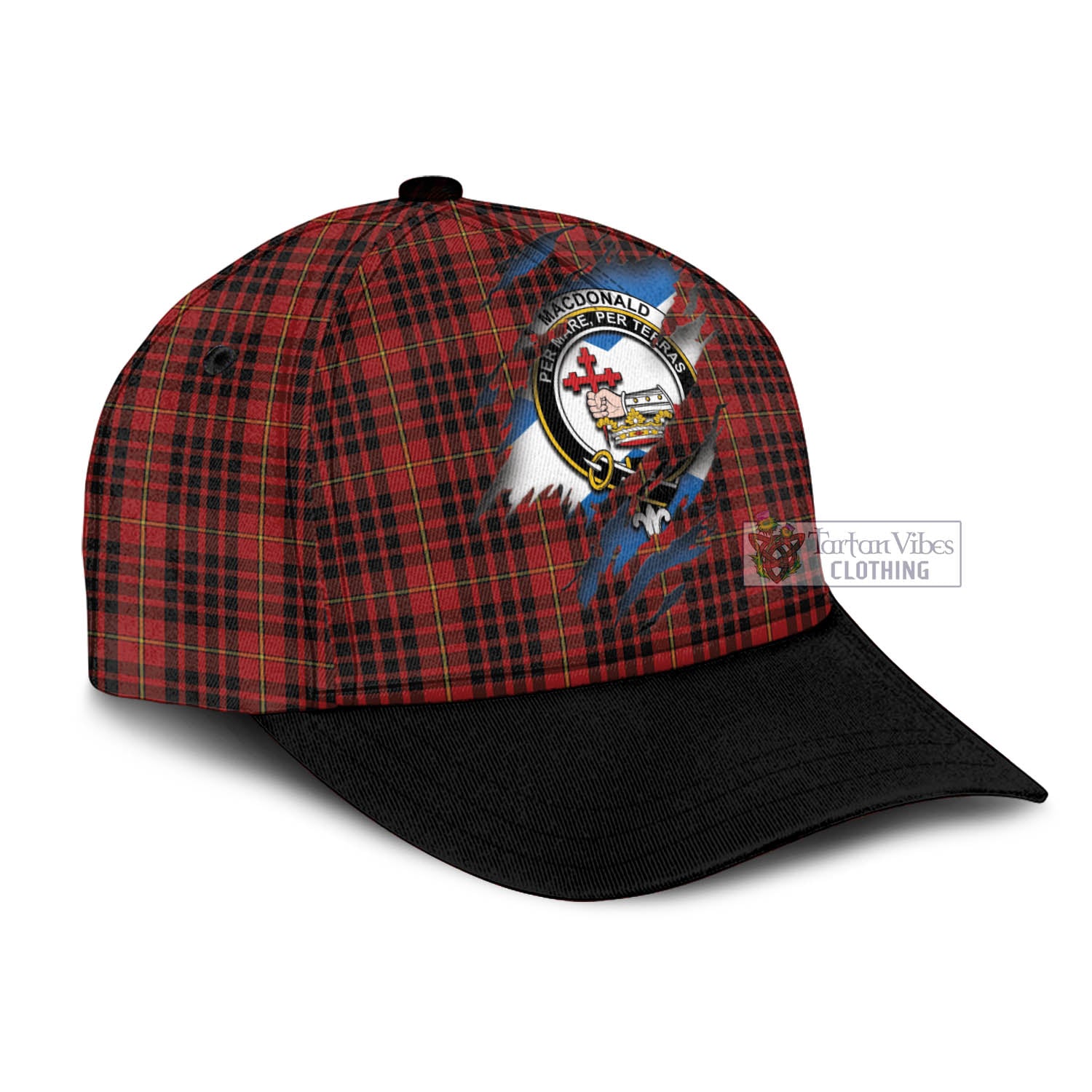 Tartan Vibes Clothing MacDonald of Ardnamurchan Tartan Classic Cap with Family Crest In Me Style