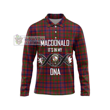 MacDonald of Boisdale Tartan Long Sleeve Polo Shirt with Family Crest DNA In Me Style