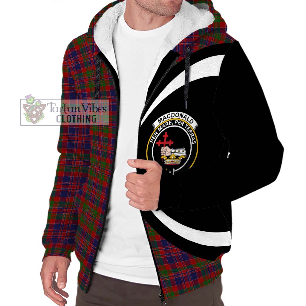 MacDonald of Boisdale Tartan Sherpa Hoodie with Family Crest Circle Style Unisex S - Tartan Vibes Clothing