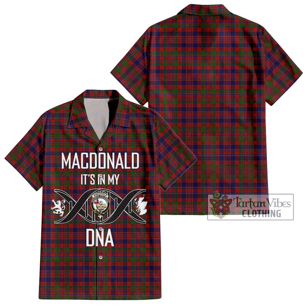 MacDonald of Boisdale Tartan Short Sleeve Button Shirt with Family Crest DNA In Me Style Kid - Tartanvibesclothing Shop