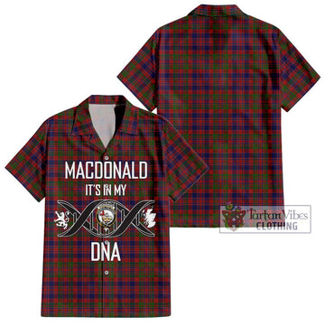 MacDonald of Boisdale Tartan Short Sleeve Button Shirt with Family Crest DNA In Me Style