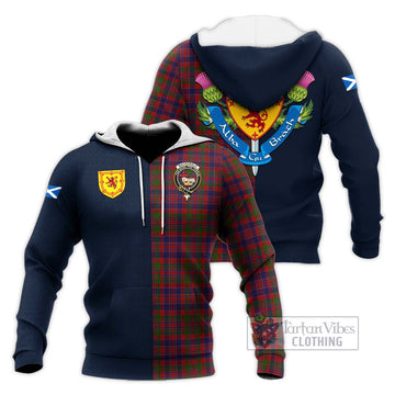 MacDonald of Boisdale Tartan Knitted Hoodie Alba with Scottish Lion Royal Arm Half Style