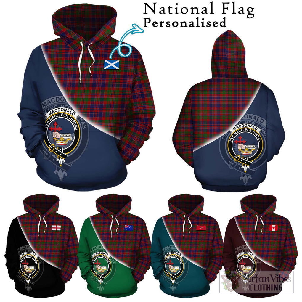 MacDonald of Boisdale Tartan Hoodie with Personalised National Flag and Family Crest Half Style Zip Hoodie - Tartanvibesclothing Shop