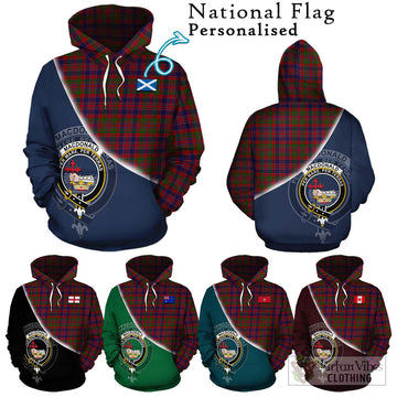 MacDonald of Boisdale Tartan Hoodie with Personalised National Flag and Family Crest Half Style