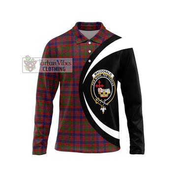 MacDonald of Boisdale Tartan Long Sleeve Polo Shirt with Family Crest Circle Style