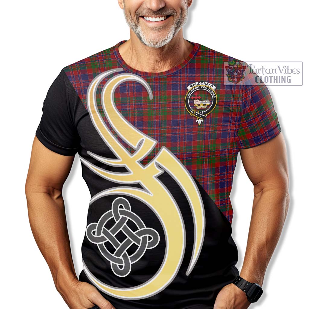 Tartan Vibes Clothing MacDonald of Boisdale Tartan T-Shirt with Family Crest and Celtic Symbol Style